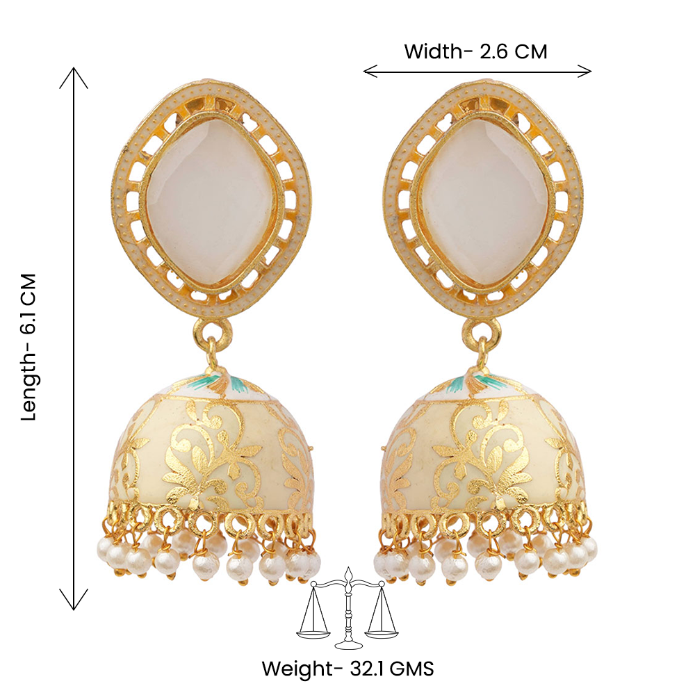 Aayushi- Stone Studded Hanging Pearl Jhumka Earrings