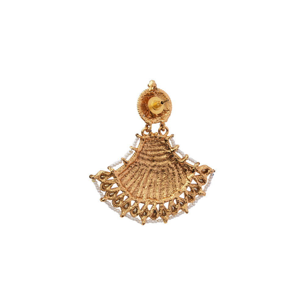Akira- Stone Studded Pearl Framed Dangler Earrings