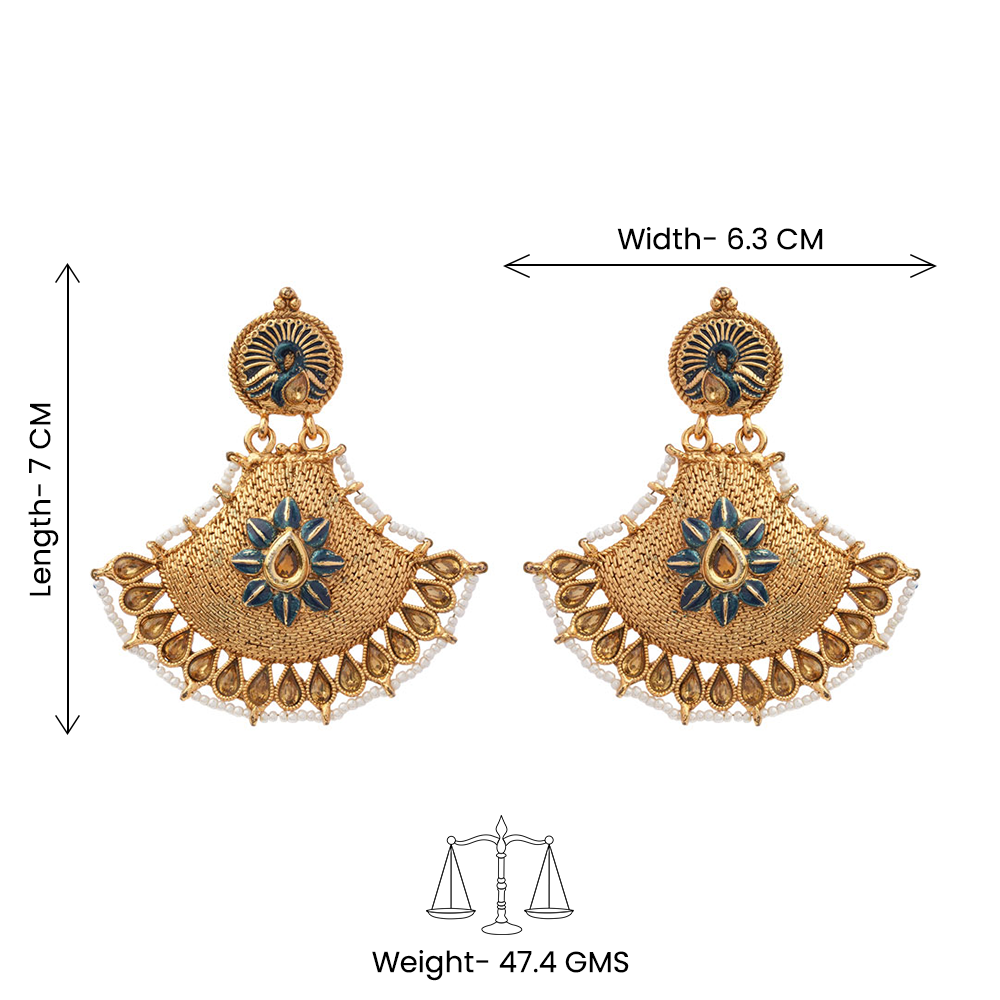 Akira- Stone Studded Pearl Framed Dangler Earrings