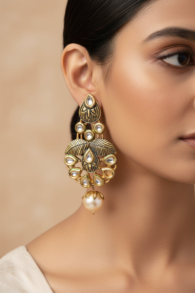 Amoli – Hanging Pearl Dangler Earrings