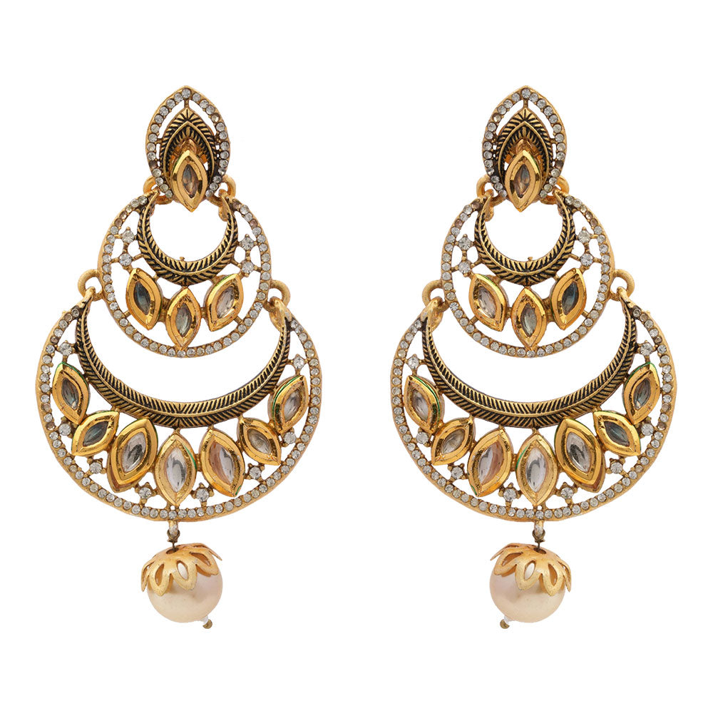 Anvika- Hanging Pearl Dangler Earrings