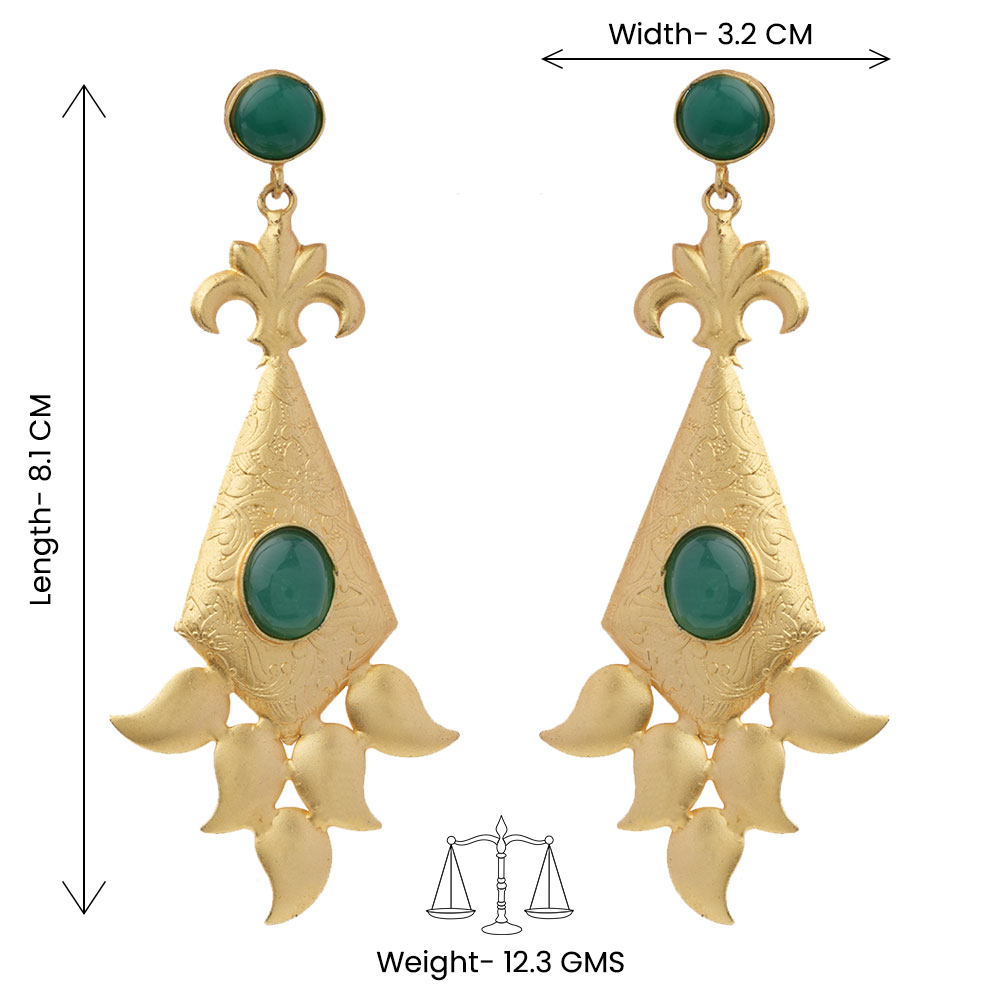 Ashvi- Stone Studded Dangler Earrings(Green)