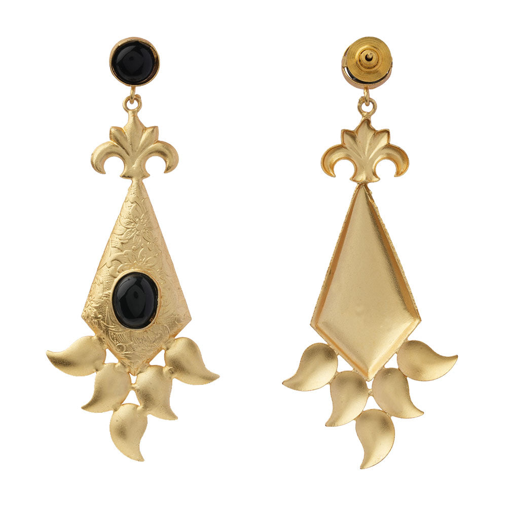Ashvi- Stone Studded Dangler Earrings(Black)