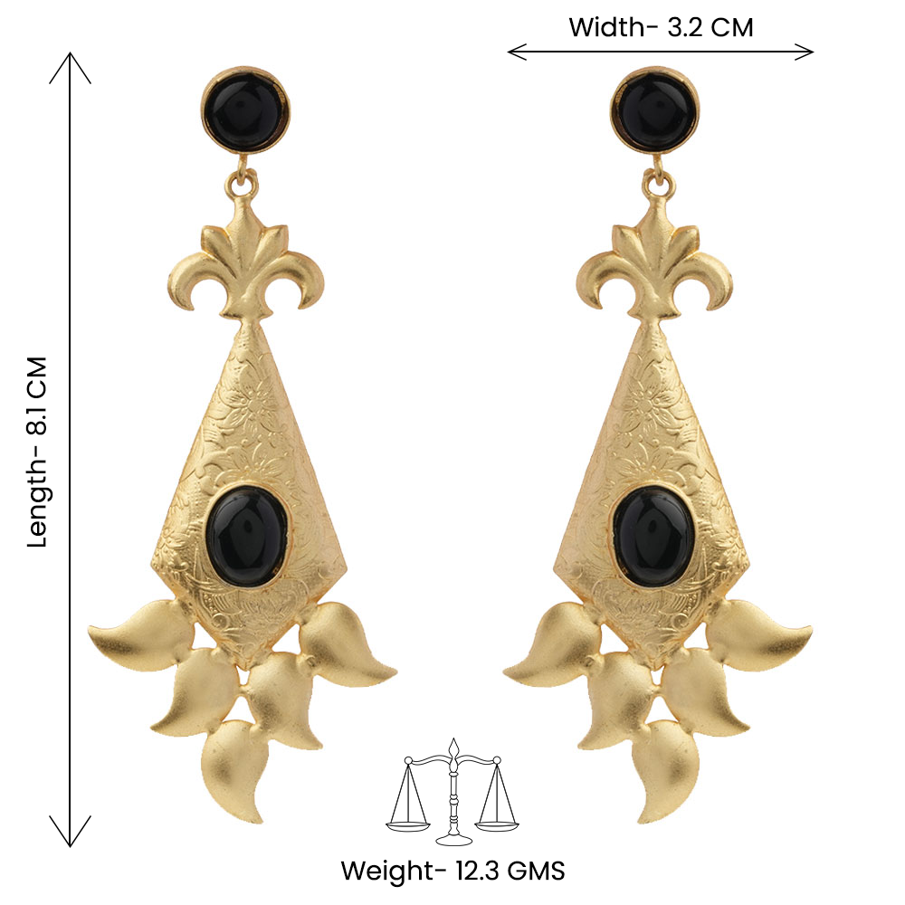 Ashvi- Stone Studded Dangler Earrings(Black)