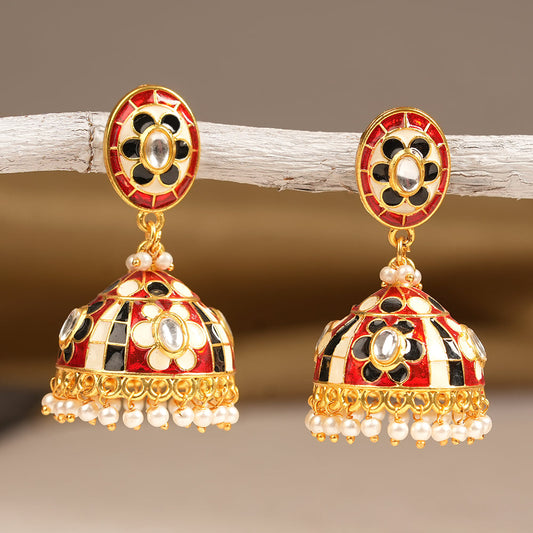 Charvi- Hanging Pearls Jhumka Earrings