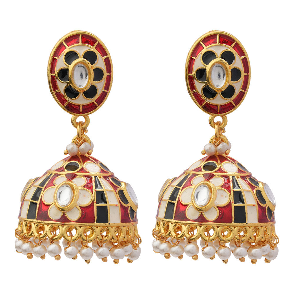 Charvi- Hanging Pearls Jhumka Earrings
