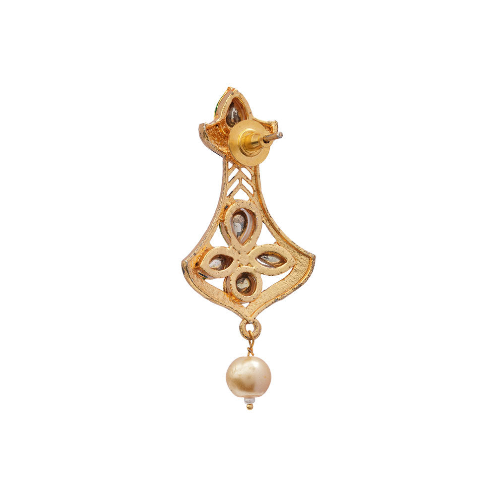 Daksha- Stone Studded Hanging Pearl Dangler Earrings