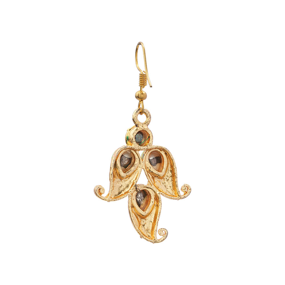 Dia- Stone Studded Hanging Pearl Earrings (Multicolored)
