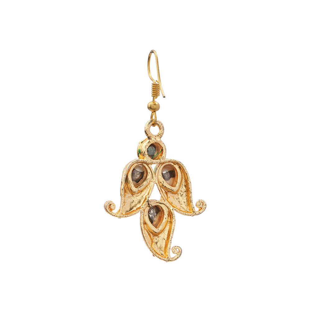 Dia- Stone Studded Hanging Pearl Earrings (Multicolored)