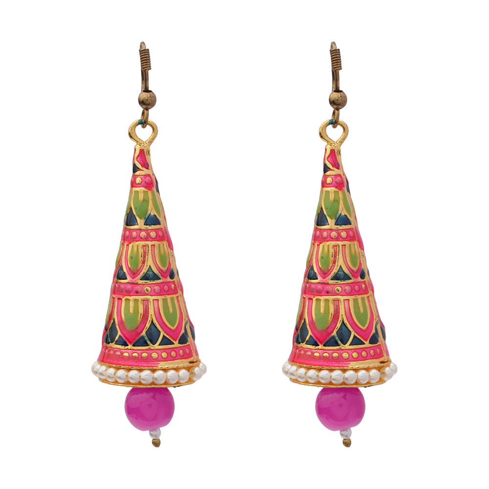 Eva- Stone Studded Hanging Pearl Dangler Earrings