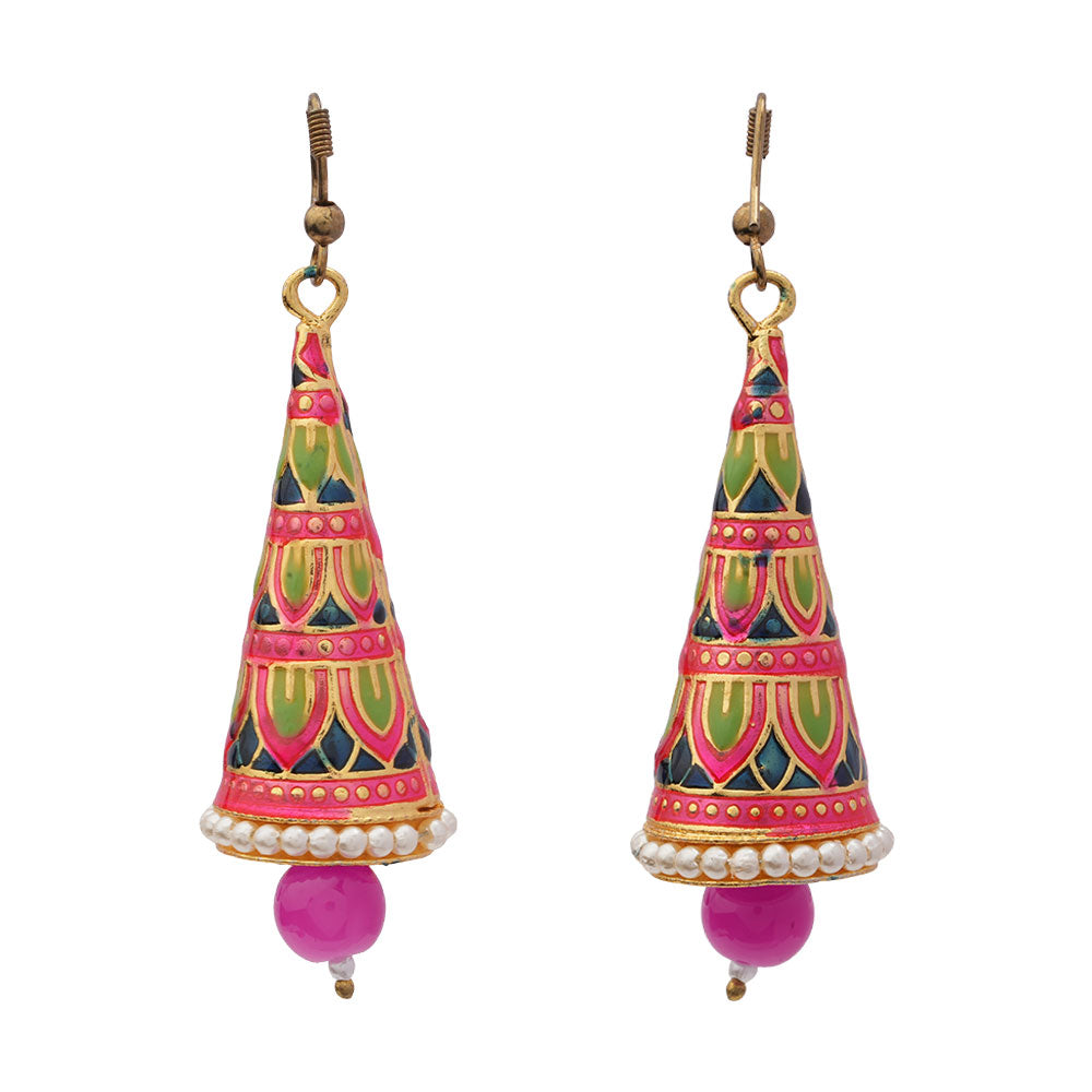 Eva- Stone Studded Hanging Pearl Dangler Earrings