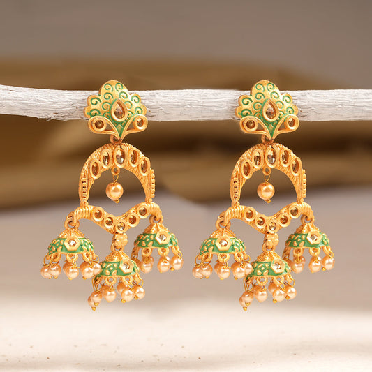 Gargi- Stone Studded Hanging Pearl Dangler Earrings