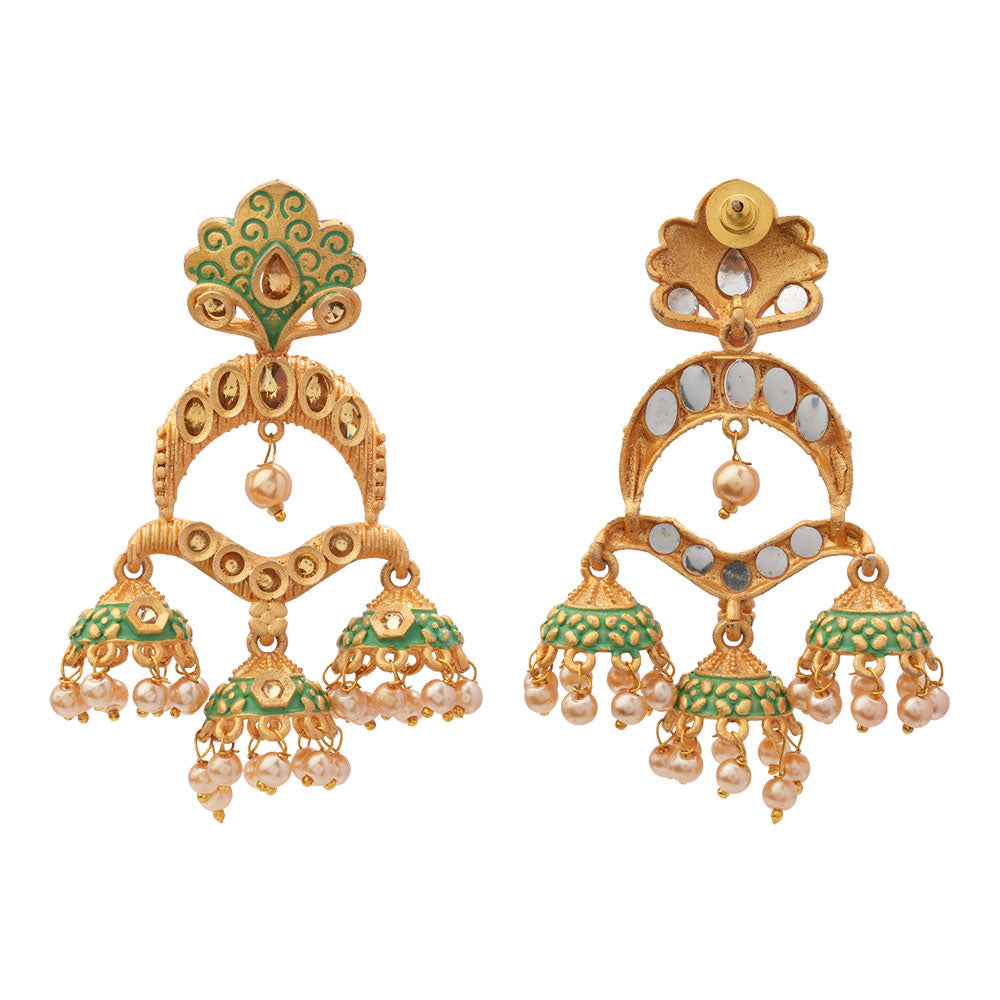 Gargi- Stone Studded Hanging Pearl Dangler Earrings