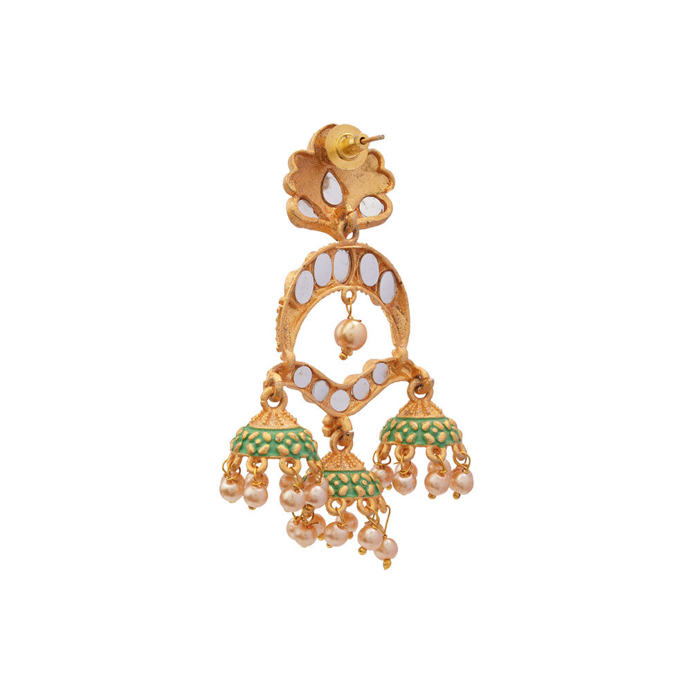 Gargi- Stone Studded Hanging Pearl Dangler Earrings