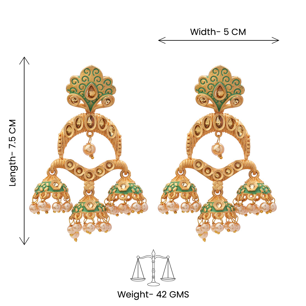 Gargi- Stone Studded Hanging Pearl Dangler Earrings