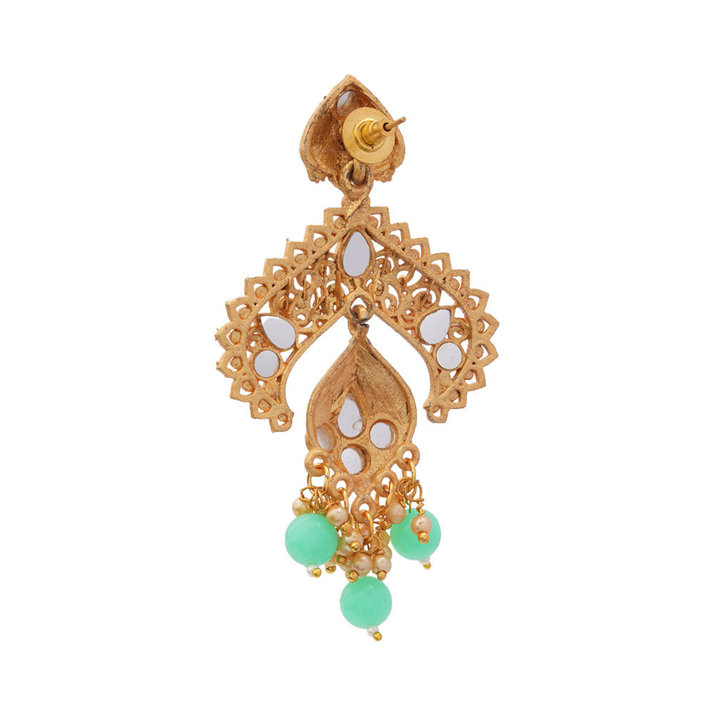 Gauri- Stone Studded Hanging Pearl Dangler Earrings