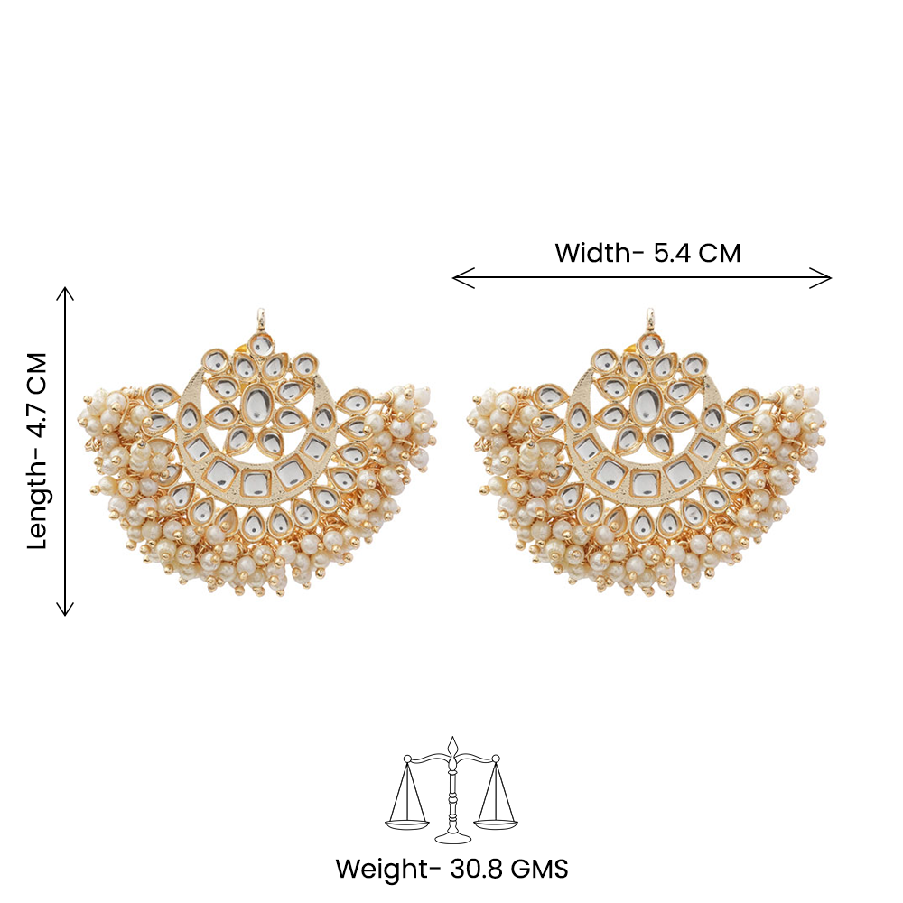 Jhanvi- Stone Studded Hanging Pearl Jhumki Earrings