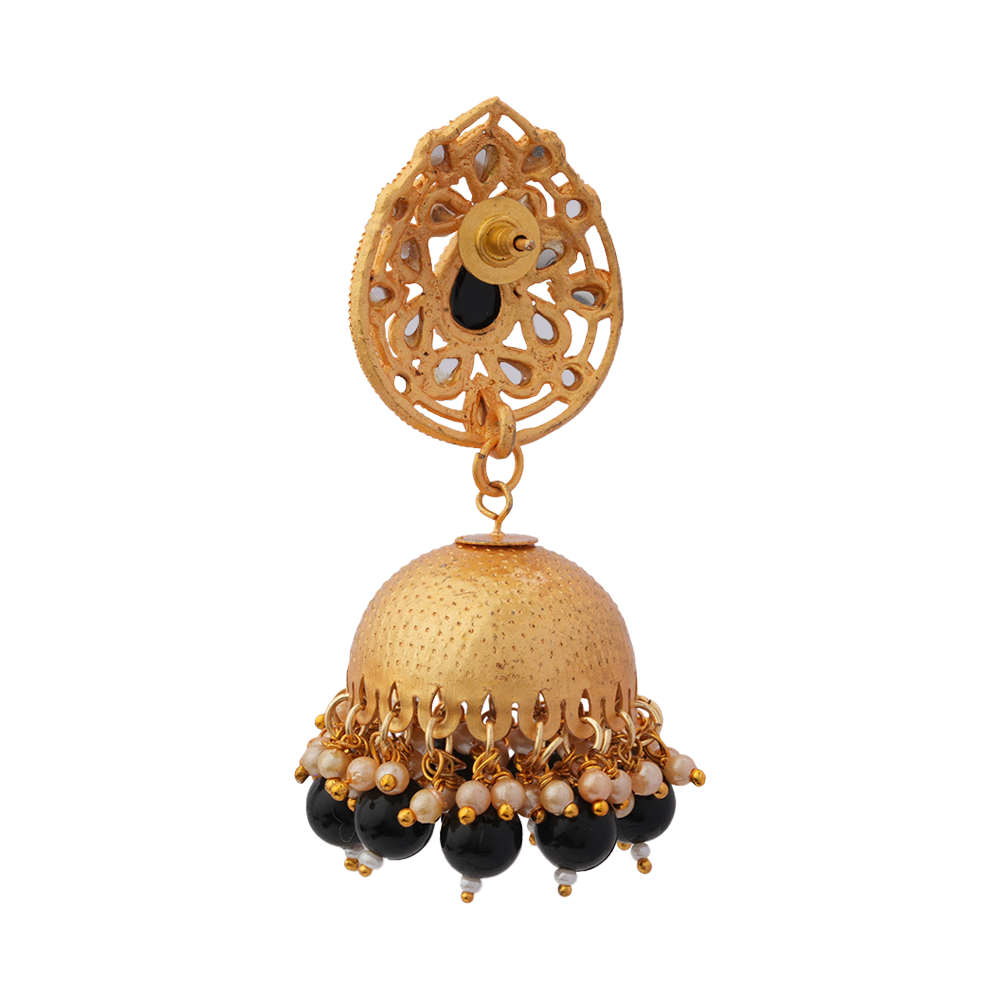 Kanika- Stone Studded Hanging Pearl Jhumki Earrings