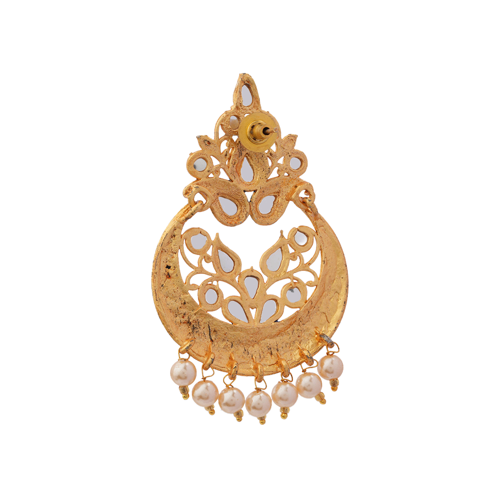 Kashvi- Stone Studded Hanging Pearl Dangler Earrings