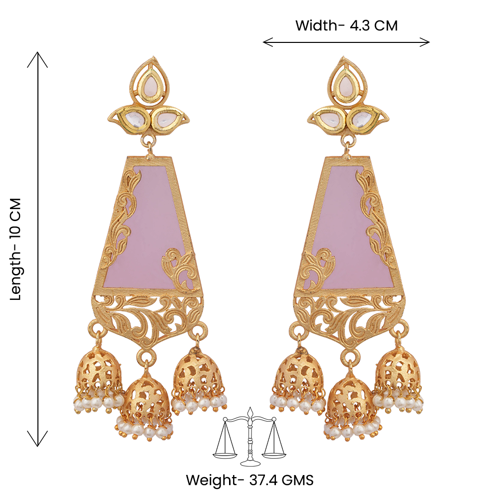 Krisha- Stone Studded Hanging Pearl Dangler Earrings