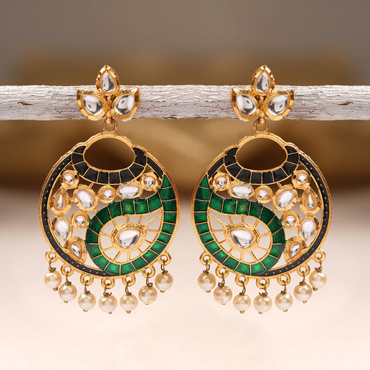 Lavanya- Stone Studded Hanging Pearl Dangler Earrings(Multicolored)
