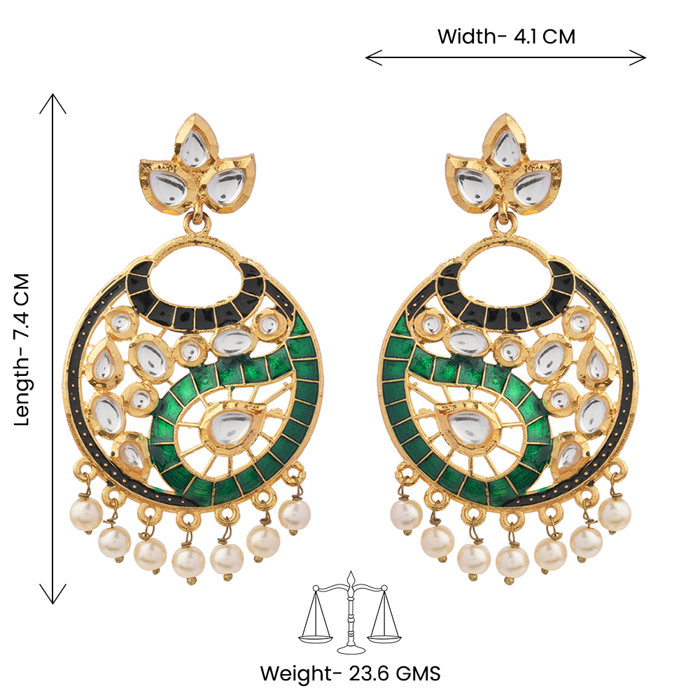 Lavanya- Stone Studded Hanging Pearl Dangler Earrings(Multicolored)