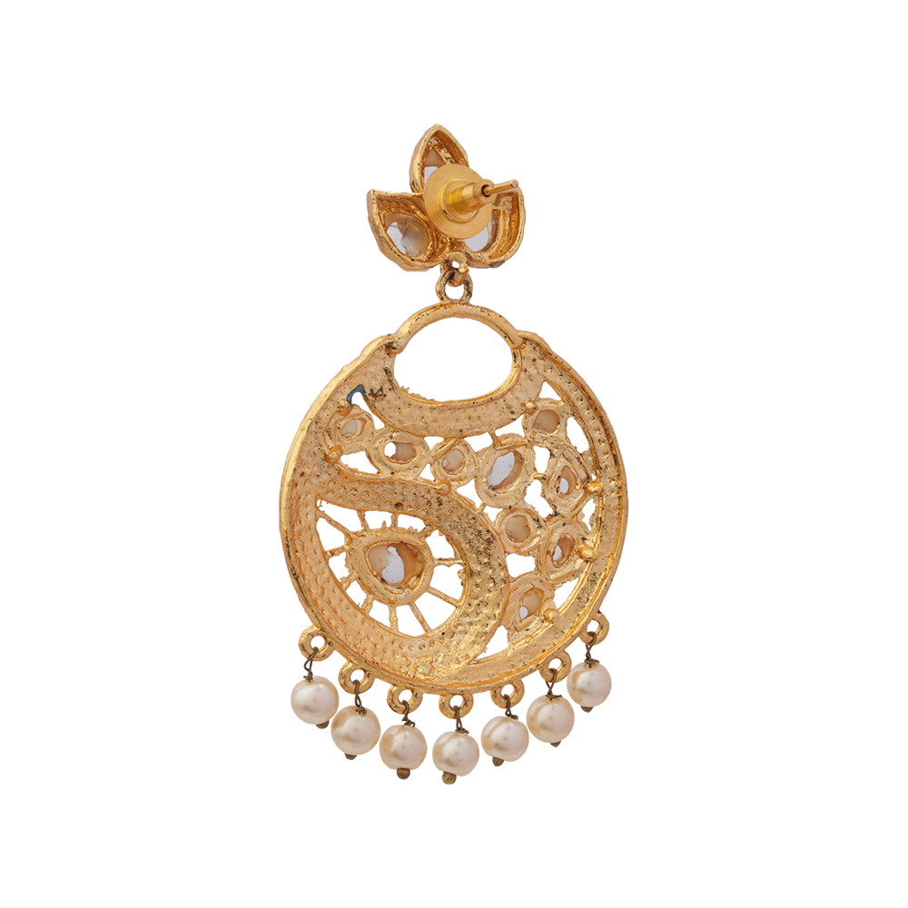 Lavanya – Stone-Studded Hanging Pearl Dangler Earrings (Multicolored)