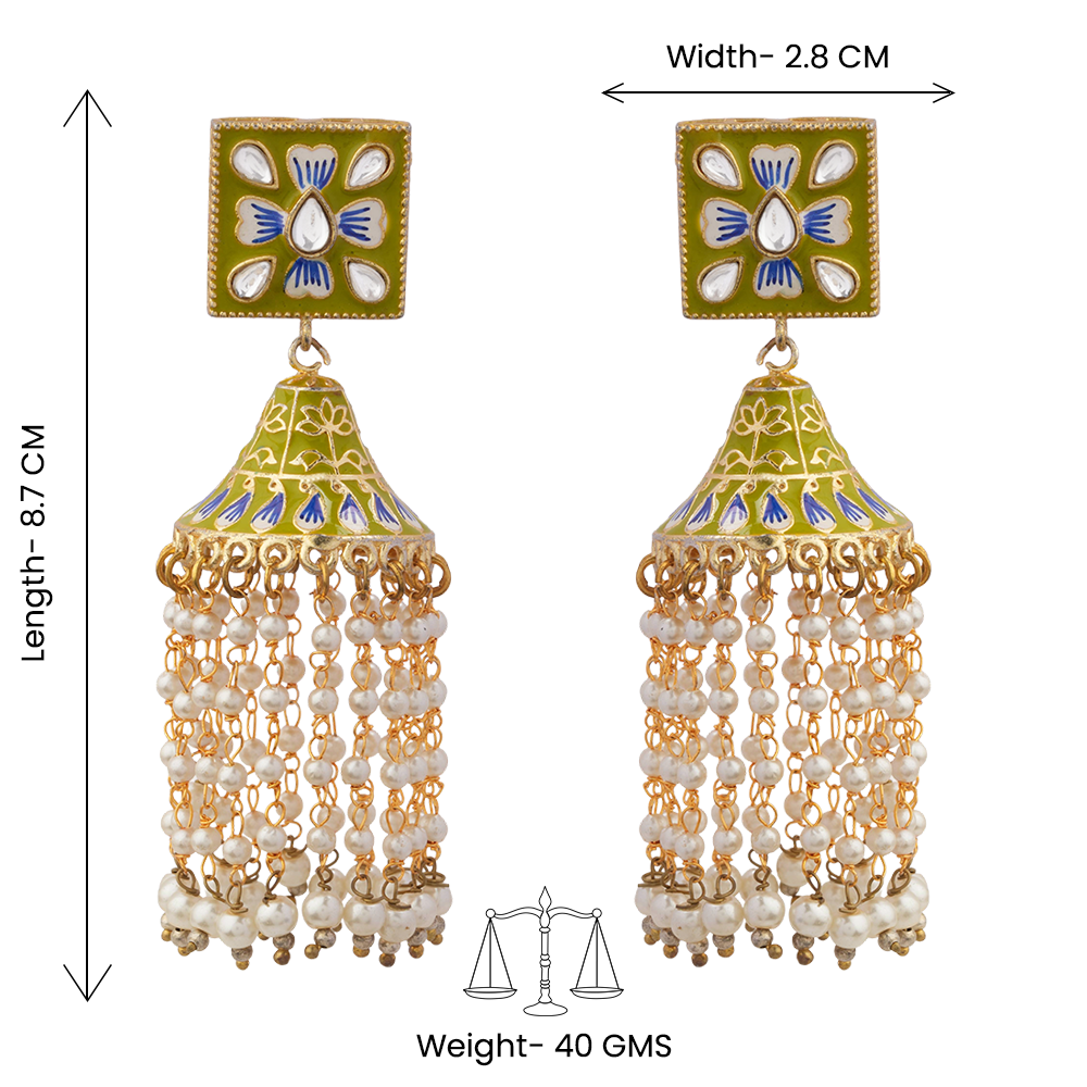 Mahika- Stone Studded Hanging Pearl Dangler Earrings