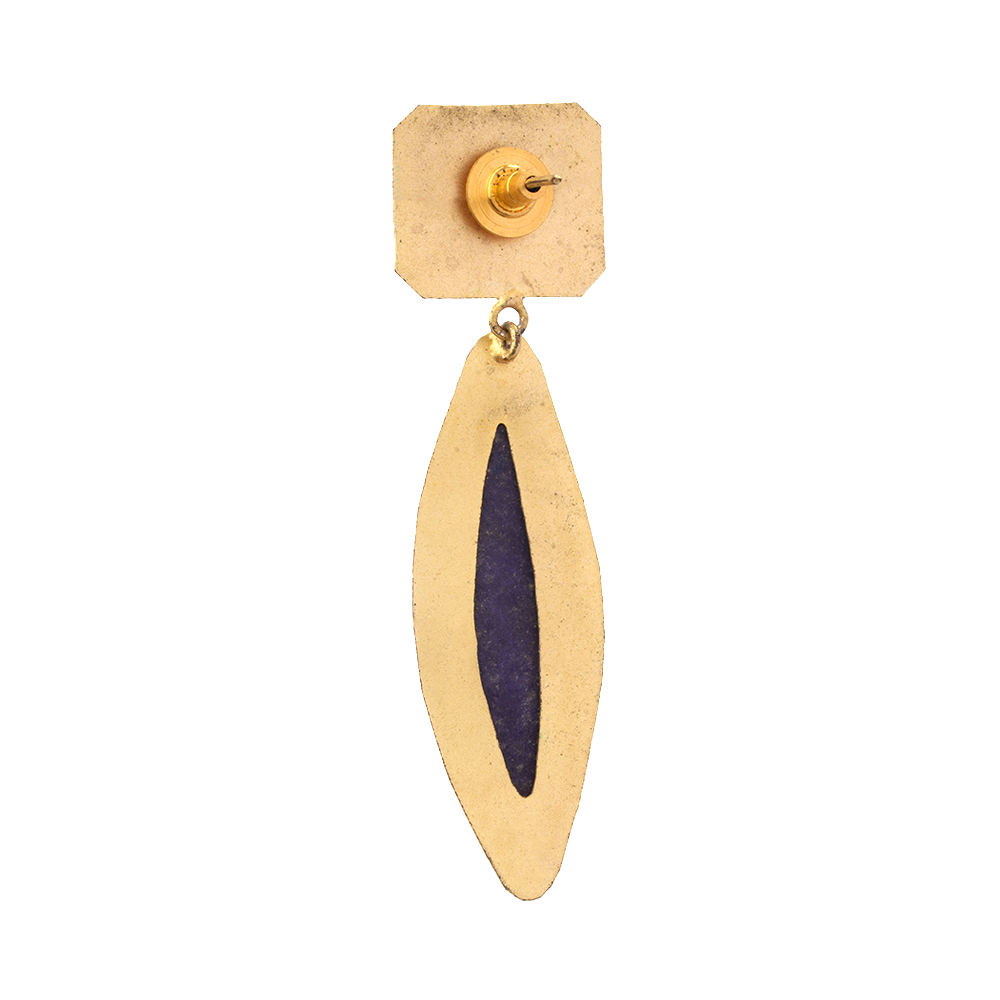 Malini- Unpolished natural stone embedded Dangler Earrings(Blue)