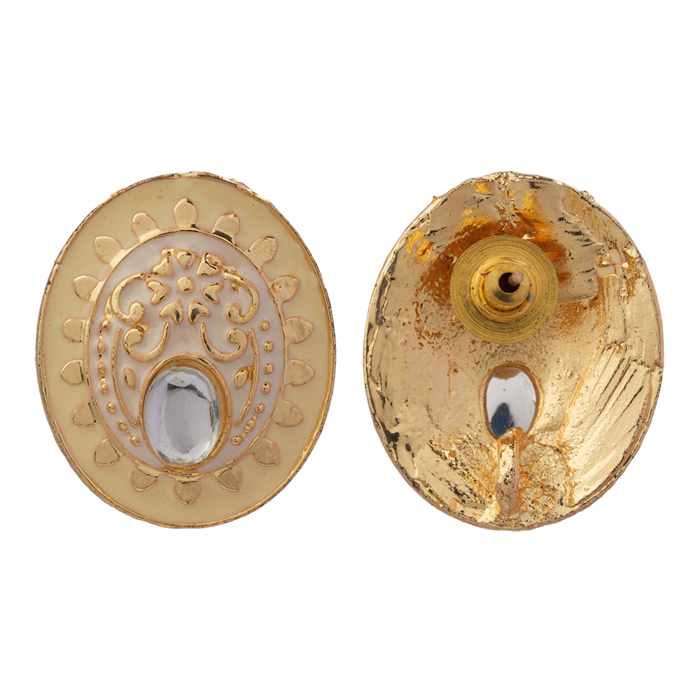 Manjari- Stone Studded Stud Earrings(Yellow)