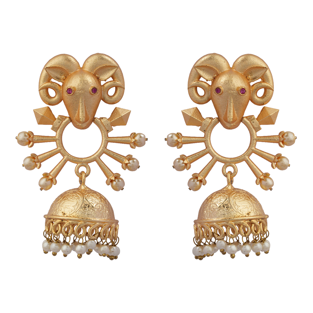 Naisha- Hanging Pearl Jhumki Earrings