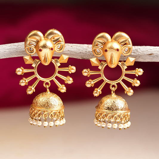 Naisha- Hanging Pearl Jhumki Earrings