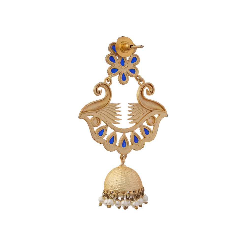 Nishita- Stone Studded Hanging Pearl Jhumki Earrings