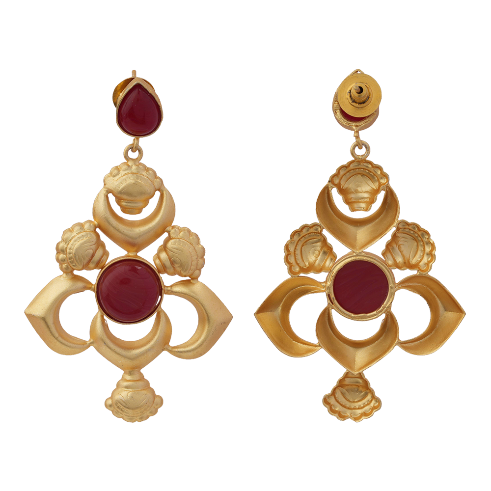 Nivah- Stone Studded Hanging Pearls Dangler Earrings