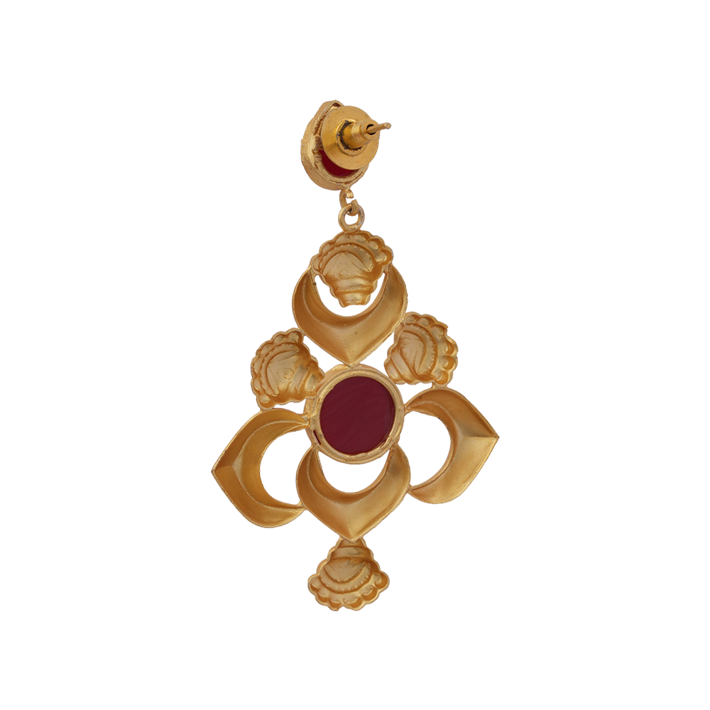 Nivah- Stone Studded Hanging Pearls Dangler Earrings