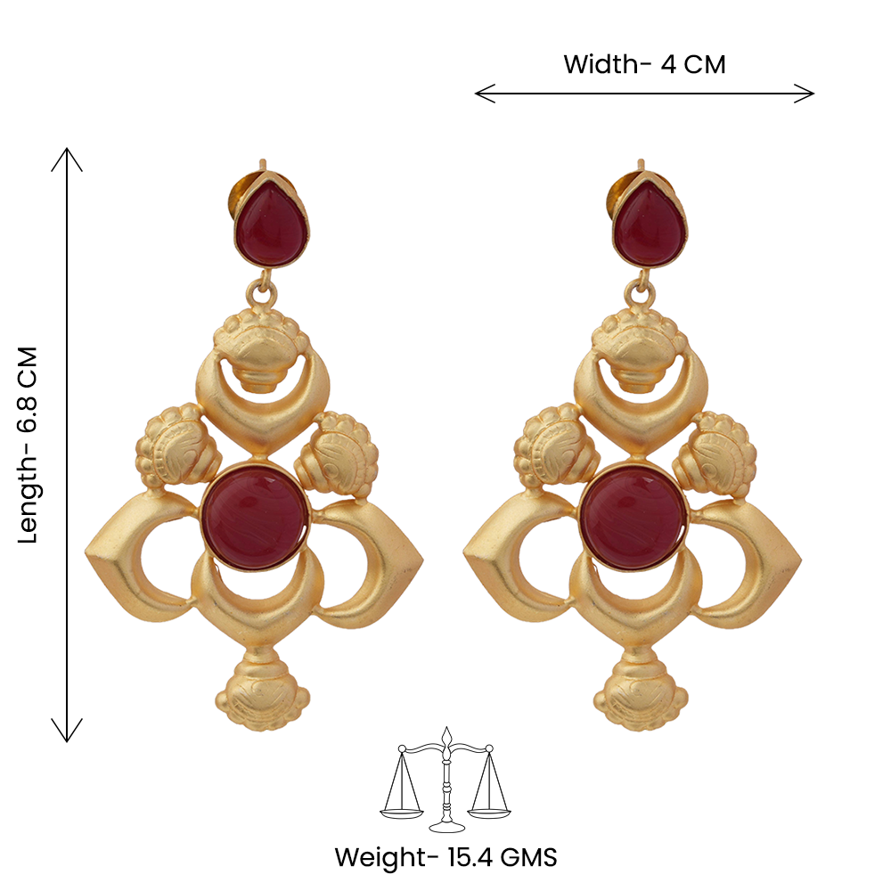 Nivah- Stone Studded Hanging Pearls Dangler Earrings