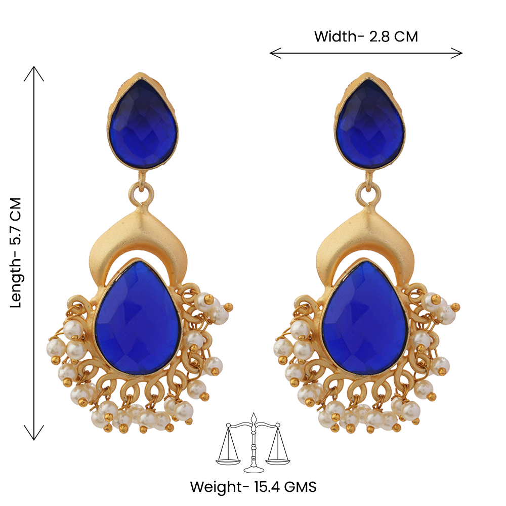 Ojasvi- Stone Studded Hanging Pearls Dangler Earrings
