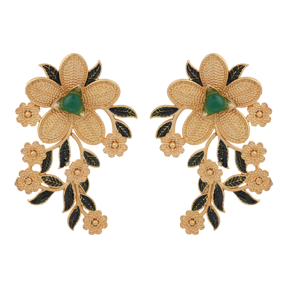 Pranavi- Stone Studded Golden Stud Earrings