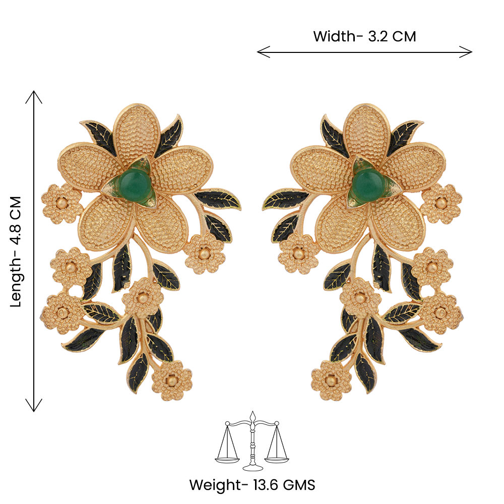 Pranavi- Stone Studded Golden Stud Earrings