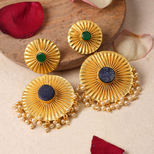Ragini- Natural Stone Studded Dangler Earrings