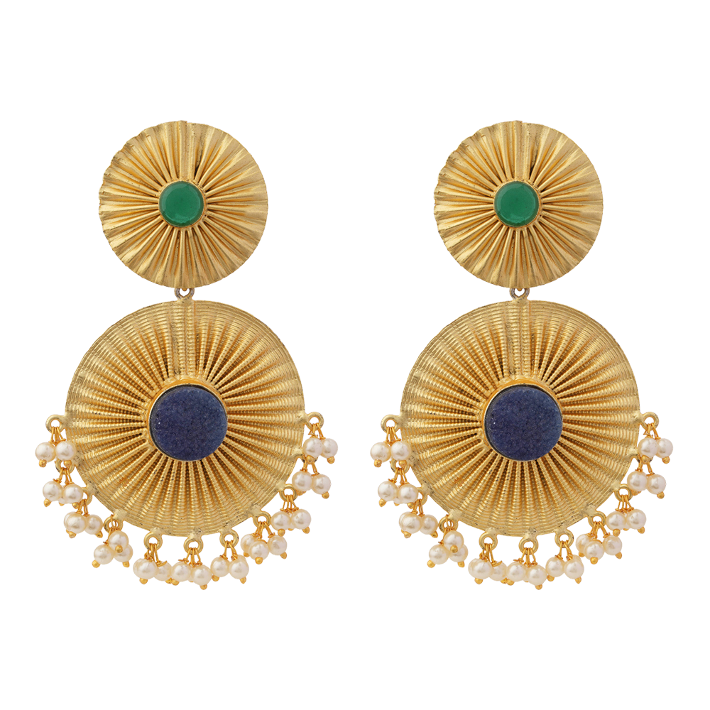 Ragini- Natural Stone Studded Dangler Earrings