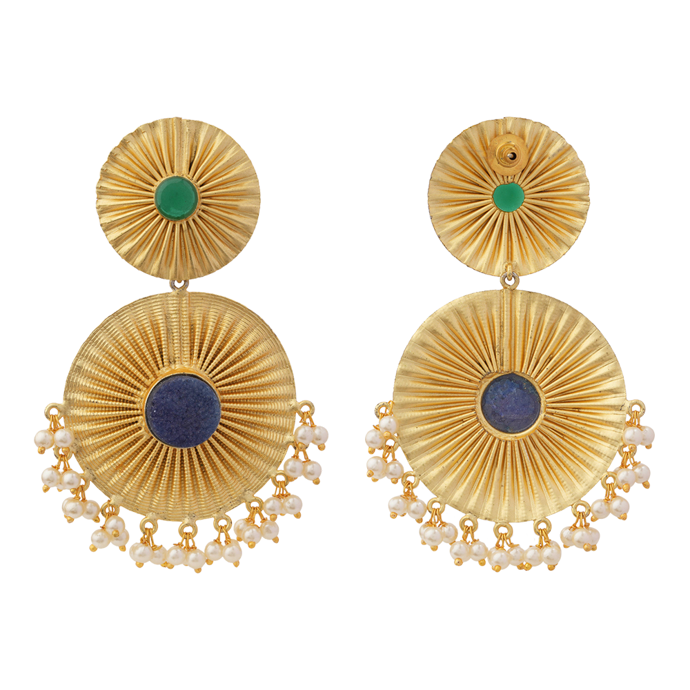 Ragini- Natural Stone Studded Dangler Earrings