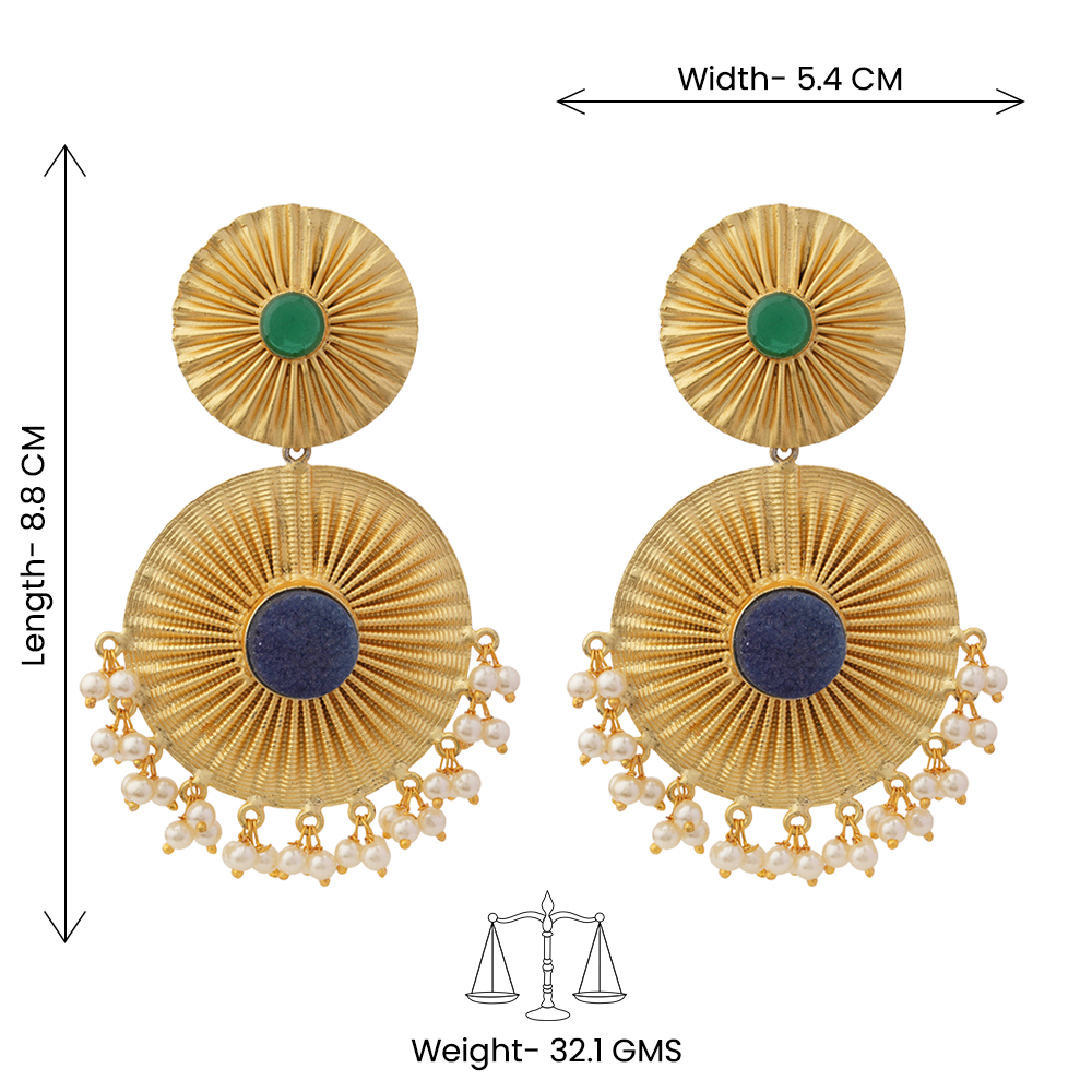 Ragini- Natural Stone Studded Dangler Earrings