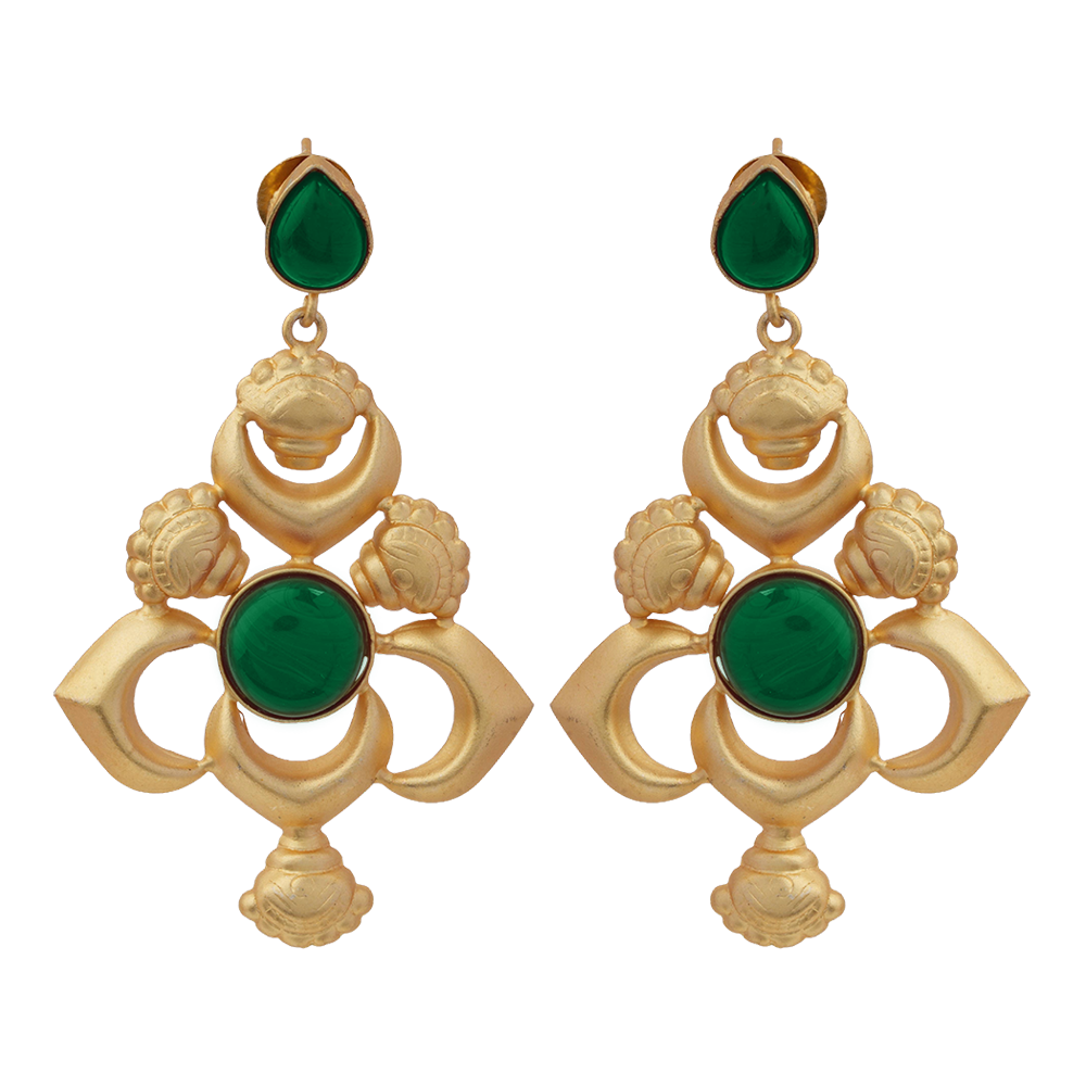 Reeva- Stone Studded Dangler Earrings