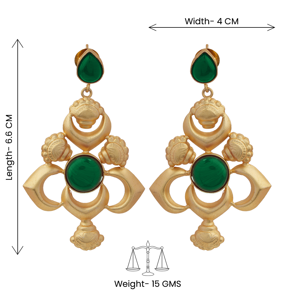 Reeva- Stone Studded Dangler Earrings