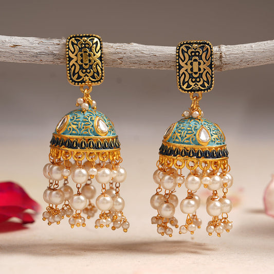 Siya- Hanging Pearls Jhumka Earrings