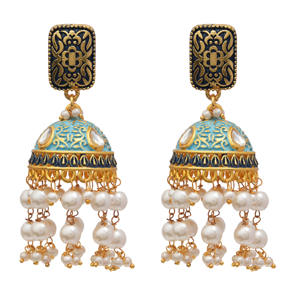 Siya- Hanging Pearls Jhumka Earrings