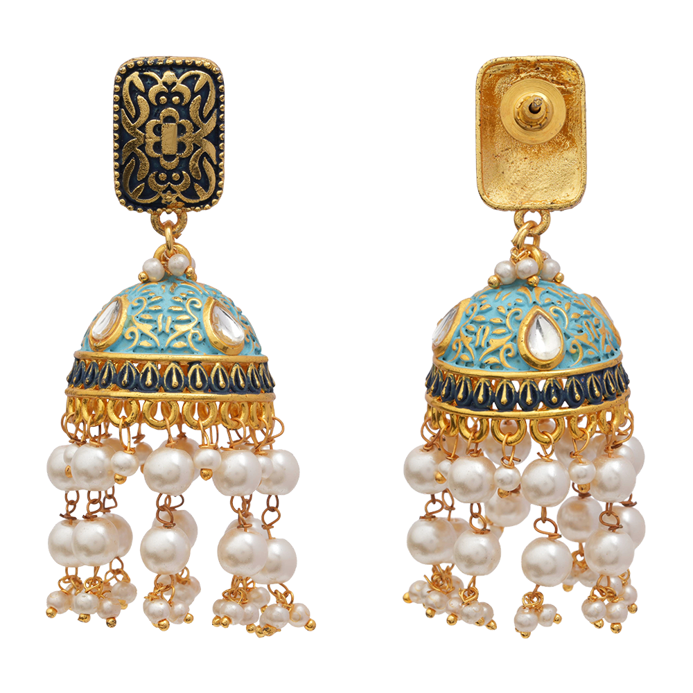 Siya- Hanging Pearls Jhumka Earrings