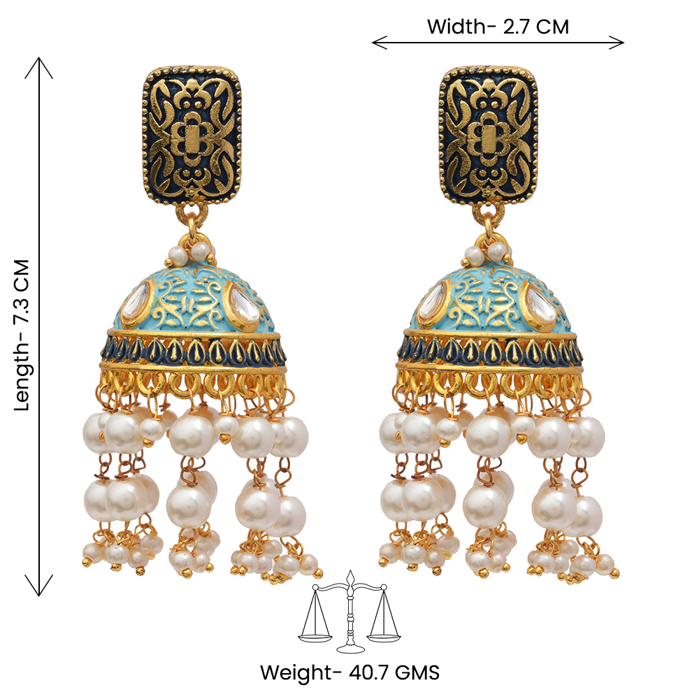 Siya- Hanging Pearls Jhumka Earrings