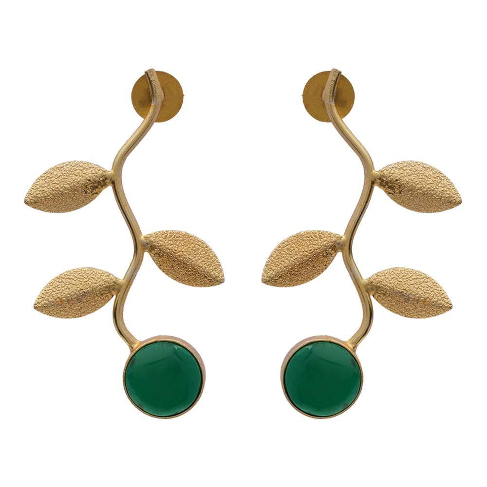 Ananta- Stone Studded Dangler Earrings(Green)